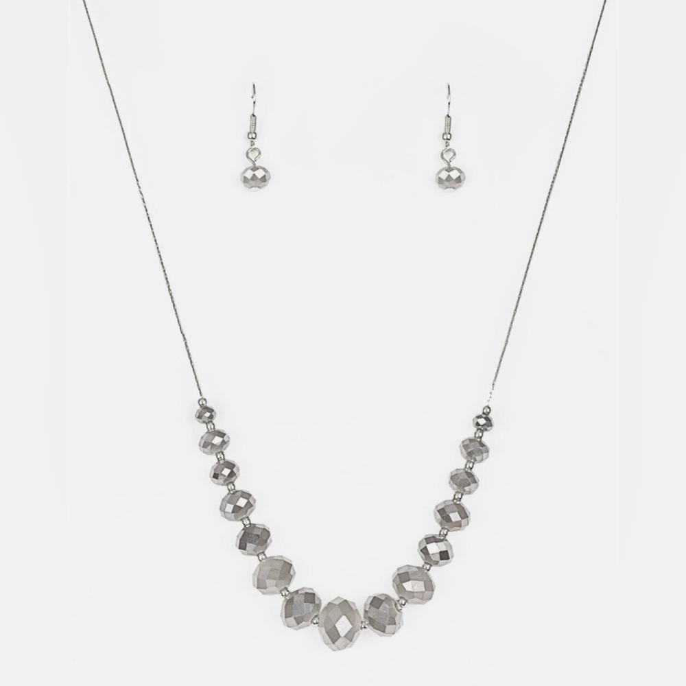 NWT Paparazzi Necklace and Earrings Crystal Carriages - Silver